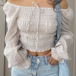 Smocked puff sleeve top